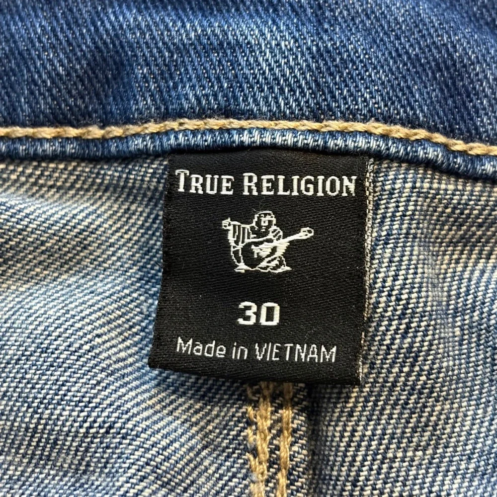 True Religion Geno Relaxed Slim Distressed Blue Denim Jeans Mens 30